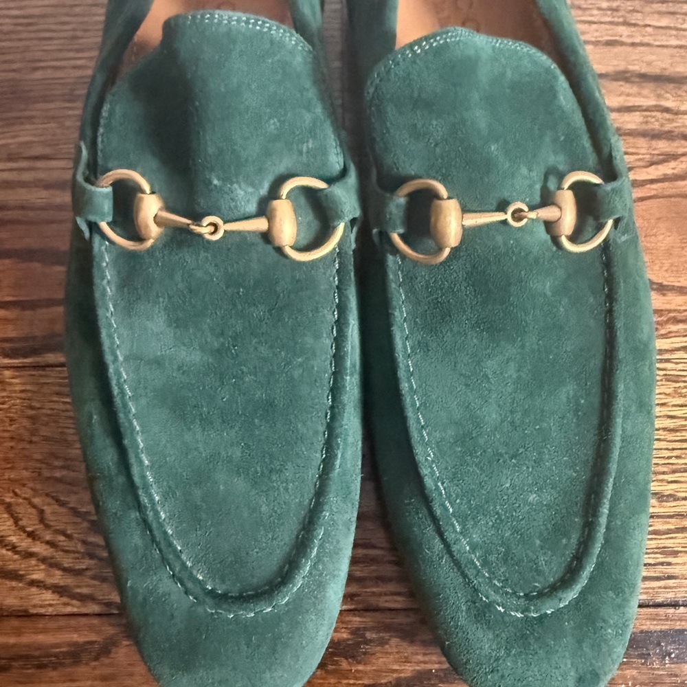 $1,090 Gucci Green Suede Loafers men’s 9 - Picture 3 of 12